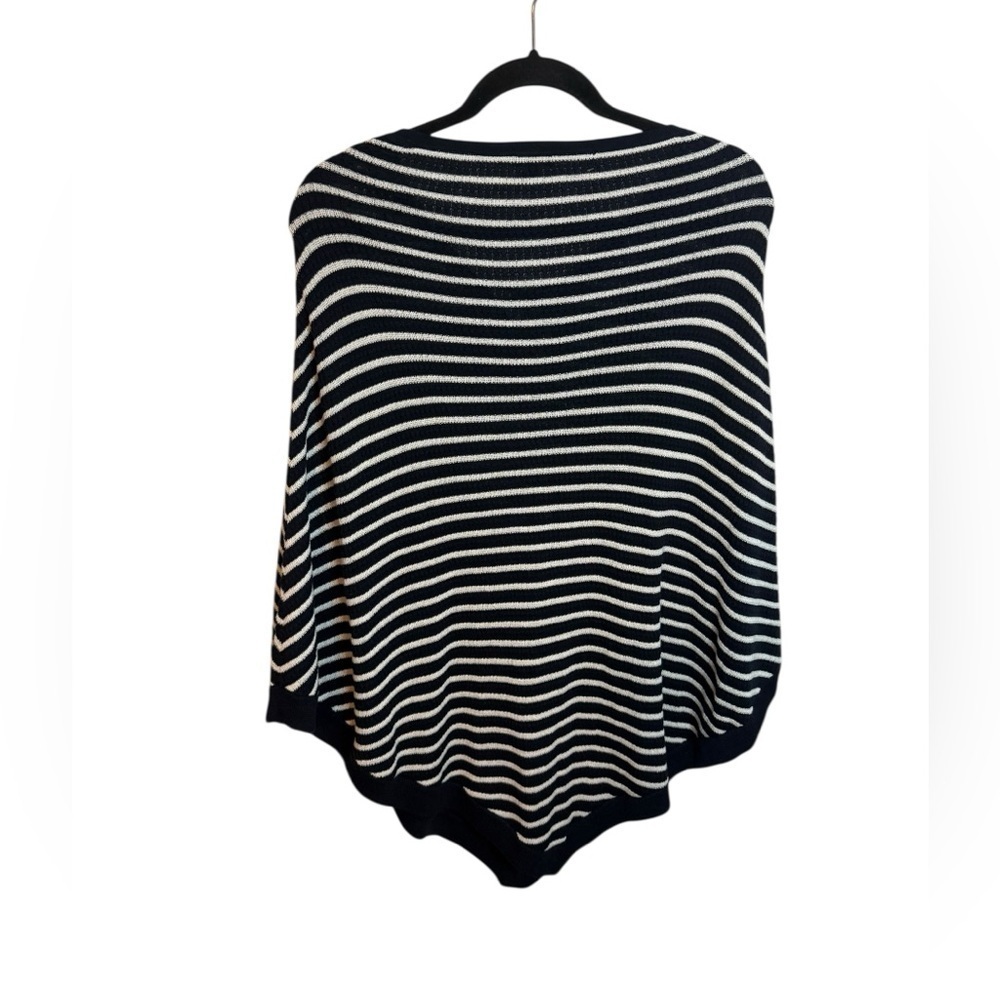 Talbots Navy Blue Striped Lace Up Knit Poncho - Picture 2 of 5